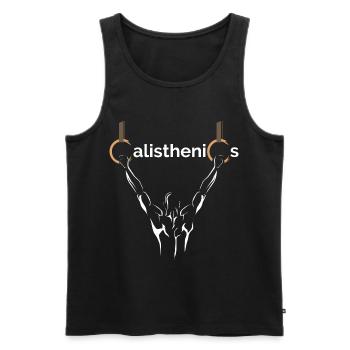 calisthenics cali sports athlet fitness natural - Männer Premium Bio Tank Top - Schwarz - Vorne - AI Model Male 178 light (178cm)