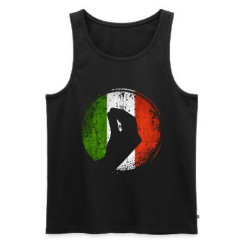 Italian flag with typical hand gesture - Men's Premium Organic Tank Top - black - Front - AI Model Male 178 light (178cm)
