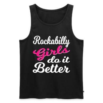Rockabilly Vintage Mädchenpower - Männer Premium Bio Tank Top - Schwarz - Vorne - AI Model Male 178 light (178cm)