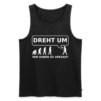 bACK TO THE pRIMITIV - Männer Premium Bio Tank Top - Schwarz - Vorne - Michal (187cm)