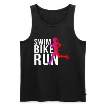 Triathlon - Femme nage, course à vélo - Débardeur bio Premium Homme - noir - Devant - Michal (187cm)