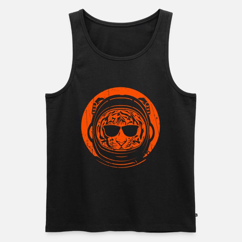 Tiger-Astronaut - Männer Premium Bio Tank Top - Schwarz