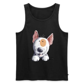 Witziger Bullterrier Kopf I Bull Terrier Hund - Männer Premium Bio Tank Top - Schwarz - Vorne - Michal (187cm)