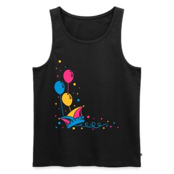 Carnival hat with balloons, streamer and confetti. - Men's Premium Organic Tank Top - black - Front - AI Model Male 178 light (178cm)