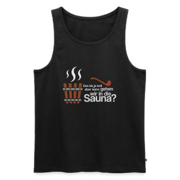 Saunaliebhaber Sauna - Männer Premium Bio Tank Top - Schwarz - Vorne - AI Model Male 178 light (178cm)