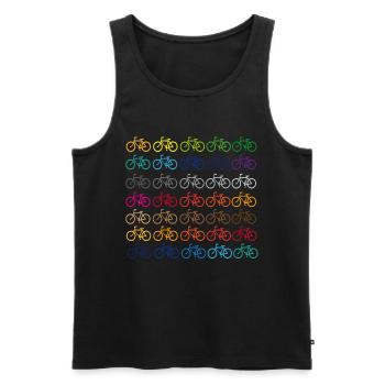 Viele bunte Fahrräder - Männer Premium Bio Tank Top - Schwarz - Vorne - Michal (187cm)