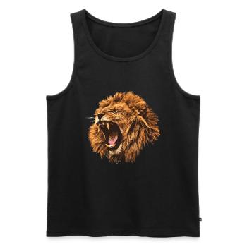 Lion rugissant cadeau - Débardeur bio Premium Homme - noir - Devant - AI Model Male 178 light (178cm)