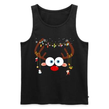 Christmas Reindeer Face - Men's Premium Organic Tank Top - black - Front - Michal (187cm)