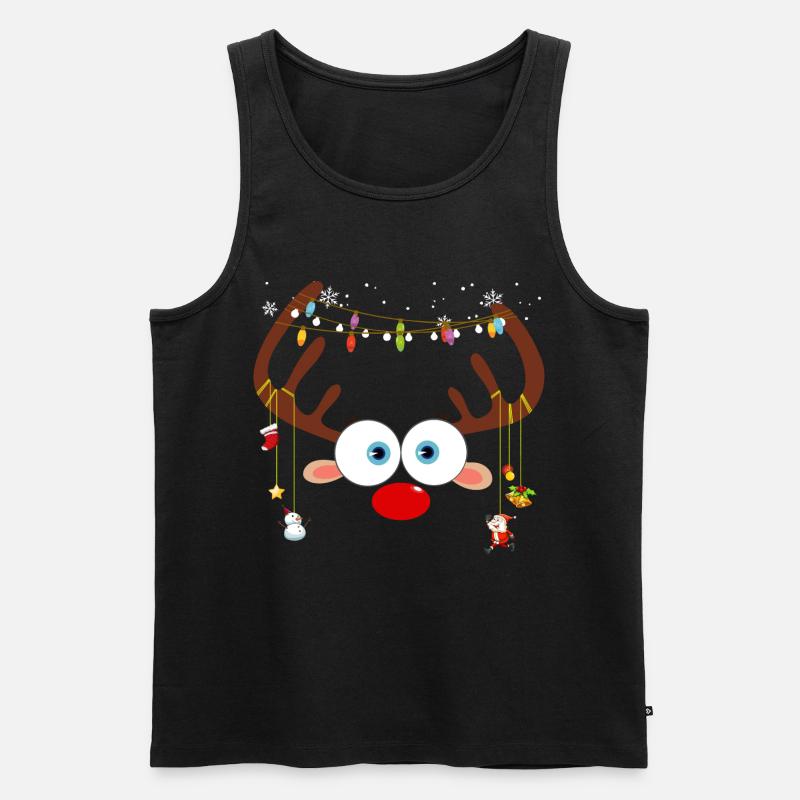 Weihnachtsren-Gesicht - Männer Premium Bio Tank Top - Schwarz