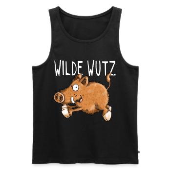 Wilde Wutz - Wildschwein - Wildsau - Geschenk - Männer Premium Bio Tank Top - Schwarz - Vorne - Michal (187cm)