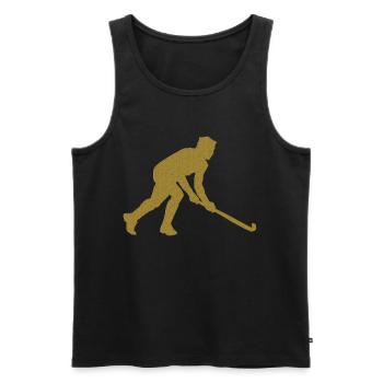 Gold Unihockey - Männer Premium Bio Tank Top - Schwarz - Vorne - Michal (187cm)