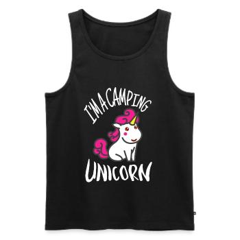 Je suis un cadeau pour enfants de campeur licorne - Débardeur bio Premium Homme - noir - Devant - AI Model Male 178 light (178cm)