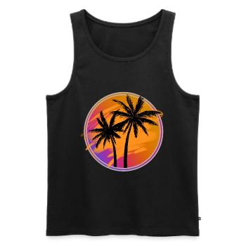 Palm trees retro - Men's Premium Organic Tank Top - black - Front - AI Model Male 178 light (178cm)