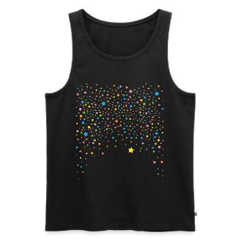 Réveillon du Nouvel An. Confettis avec des étoiles - Débardeur bio Premium Homme - noir - Devant - AI Model Male 178 light (178cm)