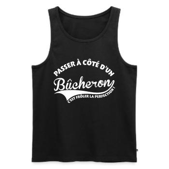 Holzfäller Perfektion - Männer Premium Bio Tank Top - Schwarz - Vorne - AI Model Male 178 light (178cm)