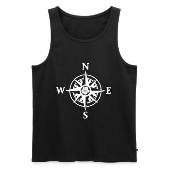 Kompassrose (weiß) - Männer Premium Bio Tank Top - Schwarz - Vorne - AI Model Male 178 light (178cm)
