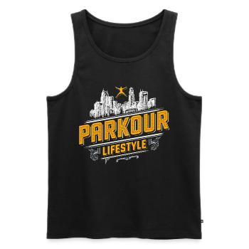 Parkour - Freerunning - Parcour - Men's Premium Organic Tank Top - black - Front - AI Model Male 178 light (178cm)
