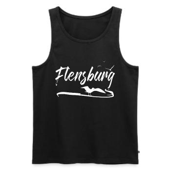 Flensburg Seagull - Men's Premium Organic Tank Top - black - Front - AI Model Male 178 light (178cm)