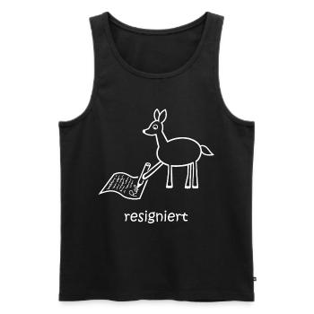 resigniert, Reh, lustiges Reh, Wortspiel, Tiere - Männer Premium Bio Tank Top - Schwarz - Vorne - Michal (187cm)