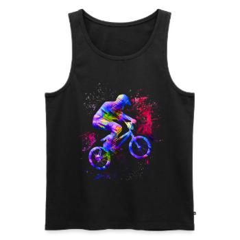 BMX coloré / BMX coloré / BMX Bike - Débardeur bio Premium Homme - noir - Devant - AI Model Male 178 light (178cm)