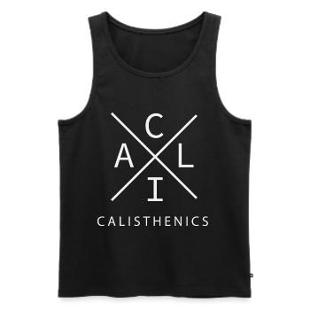 Cali Calisthenics Fitness Street Workout - Débardeur bio Premium Homme - noir - Devant - Michal (187cm)