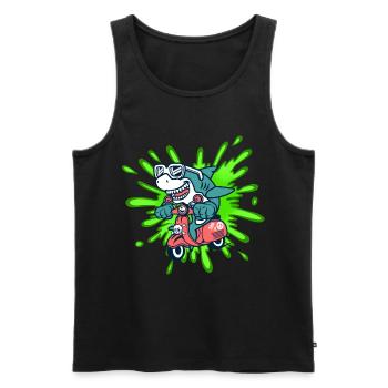 Shark Funny Moped Moped Roller Comic - Men's Premium Organic Tank Top - black - Front - AI Model Male 178 light (178cm)