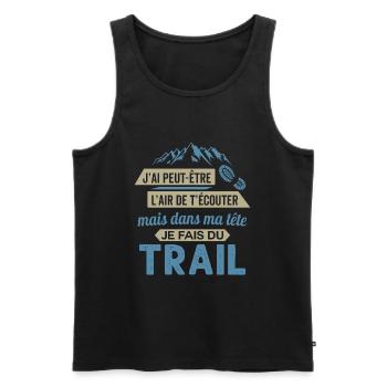 je fais du trail running - Débardeur bio Premium Homme - noir - Devant - Michal (187cm)