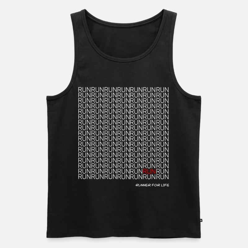 Run Run Run pattern with red accent - Men's Premium Organic Tank Top - black