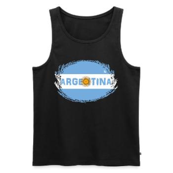 Drapeau Argentine2 - Débardeur bio Premium Homme - noir - Devant - Michal (187cm)
