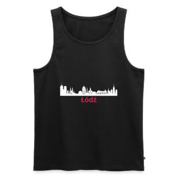 Lodz Poland Capital City Skyline Łódź Polska - Men's Premium Organic Tank Top - black - Front - AI Model Male 178 light (178cm)