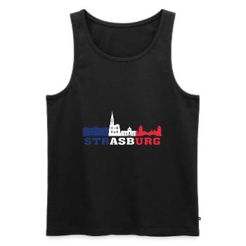 Carte de repère de la ville de Strasbourg France Skyline - Débardeur bio Premium Homme - noir - Devant - AI Model Male 178 light (178cm)