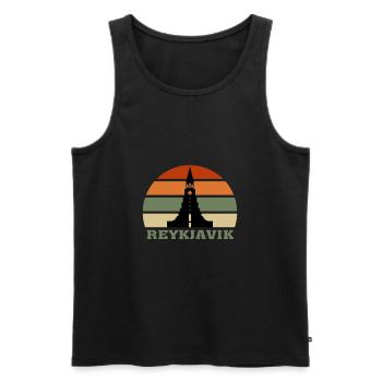 Reykjavik City Skyline Islande Landmark - Débardeur bio Premium Homme - noir - Devant - AI Model Male 178 light (178cm)
