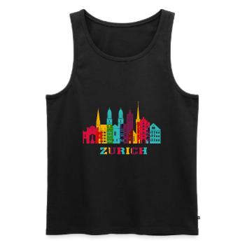 Zürich Stadt Skyline Schweiz Wahrzeichen - Männer Premium Bio Tank Top - Schwarz - Vorne - Michal (187cm)