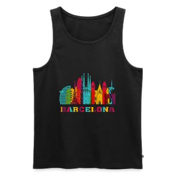 Barcelona City Skyline Spain Landmark - Men's Premium Organic Tank Top - black - Front - AI Model Male 178 light (178cm)