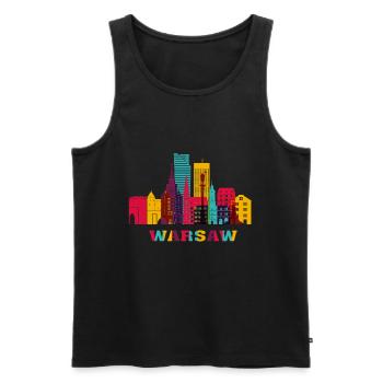 Warsaw Poland Capital City Skyline Warszawa Polska - Men's Premium Organic Tank Top - black - Front - AI Model Male 178 light (178cm)
