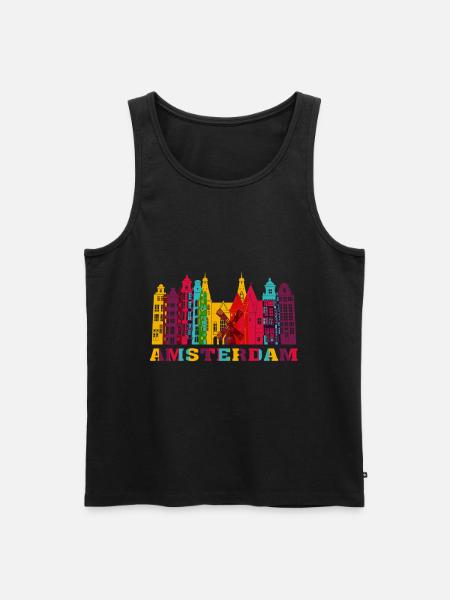 Amsterdam City Skyline Niederlande Wahrzeichen - Männer Premium Bio Tank Top - Schwarz