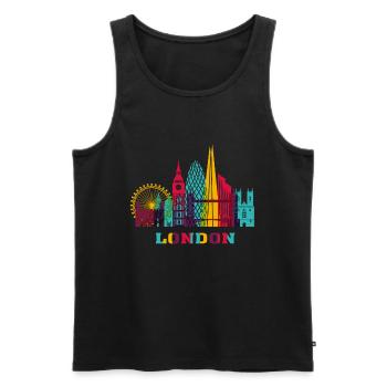 Londres City Skyline Angleterre Landmark - Débardeur bio Premium Homme - noir - Devant - AI Model Male 178 light (178cm)