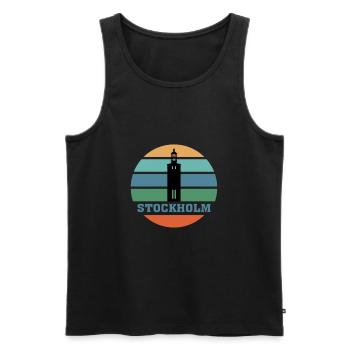 Stockholm City Skyline Suède Landmark - Débardeur bio Premium Homme - noir - Devant - Michal (187cm)