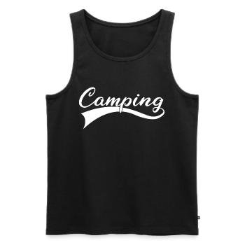 Lettrage Camping d’aventure - Débardeur bio Premium Homme - noir - Devant - AI Model Male 178 light (178cm)
