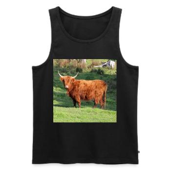 Hochlandrind Kuh Kühe Rinder Landwirtschaft Poster - Männer Premium Bio Tank Top - Schwarz - Vorne - AI Model Male 178 light (178cm)