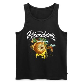 Bienenkönig - Männer Premium Bio Tank Top - Schwarz - Vorne - Michal (187cm)