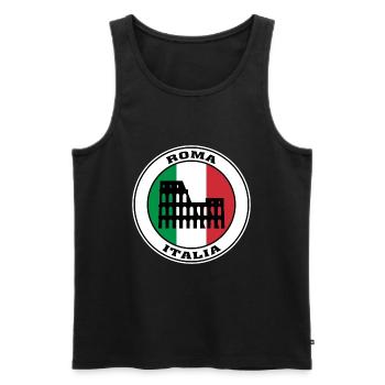 Rome Italie Voyage Souvenir Badge Drapeau Italien Rome - Débardeur bio Premium Homme - noir - Devant - Michal (187cm)