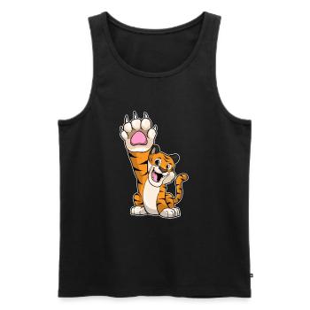 Lustiger Tiger High five - Männer Premium Bio Tank Top - Schwarz - Vorne - Michal (187cm)