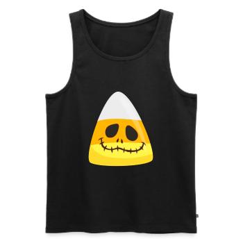 Halloween Candy Corn Pumpkin Emoticon Face - Men's Premium Organic Tank Top - black - Front - Michal (187cm)