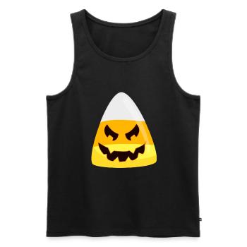 Halloween Candy Corn Pumpkin Emoticon Face - Men's Premium Organic Tank Top - black - Front - Michal (187cm)