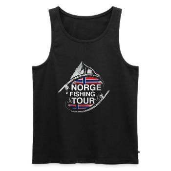 Tour de pêche de Norge - Débardeur bio Premium Homme - noir - Devant - AI Model Male 178 light (178cm)