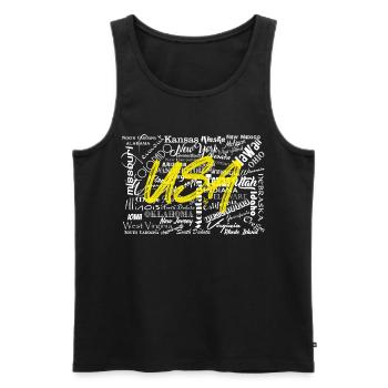États-Unis États-Unis Blanc - Débardeur bio Premium Homme - noir - Devant - AI Model Male 178 light (178cm)