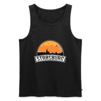 Strasbourg France Skyline Voyage Souvenir Français Fl - Débardeur bio Premium Homme - noir - Devant - Michal (187cm)