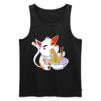 Cat Eating Ramen - Men's Premium Organic Tank Top - black - Front - Michal (187cm)