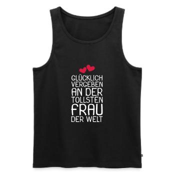 Glücklich vergeben - Männer Premium Bio Tank Top - Schwarz - Vorne - Michal (187cm)